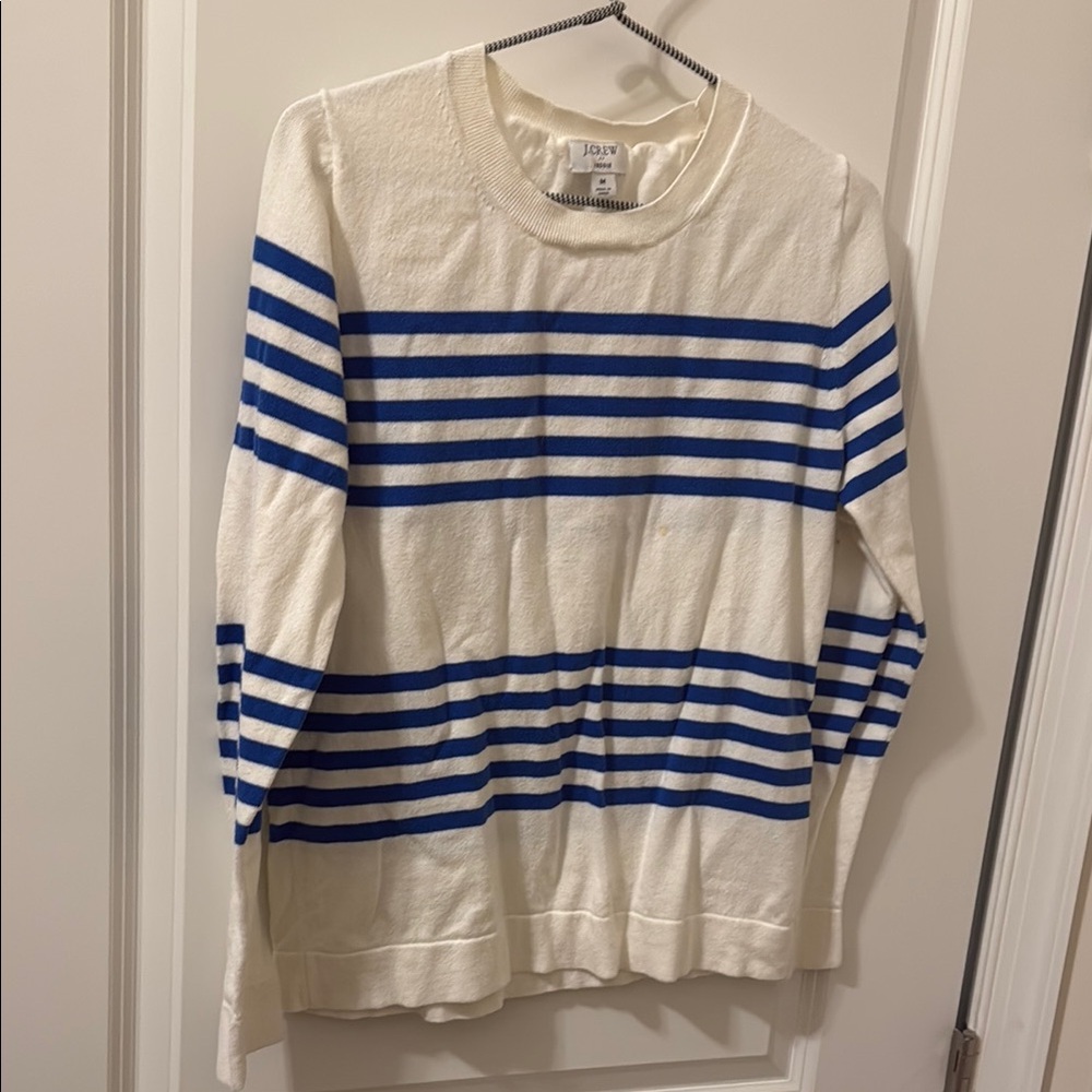 J.Crew Teddie Blue and White Striped Sweater